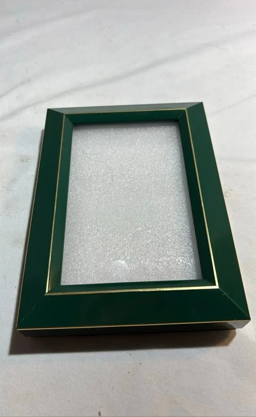 Vintage Green Picture Frame with Gold Trim